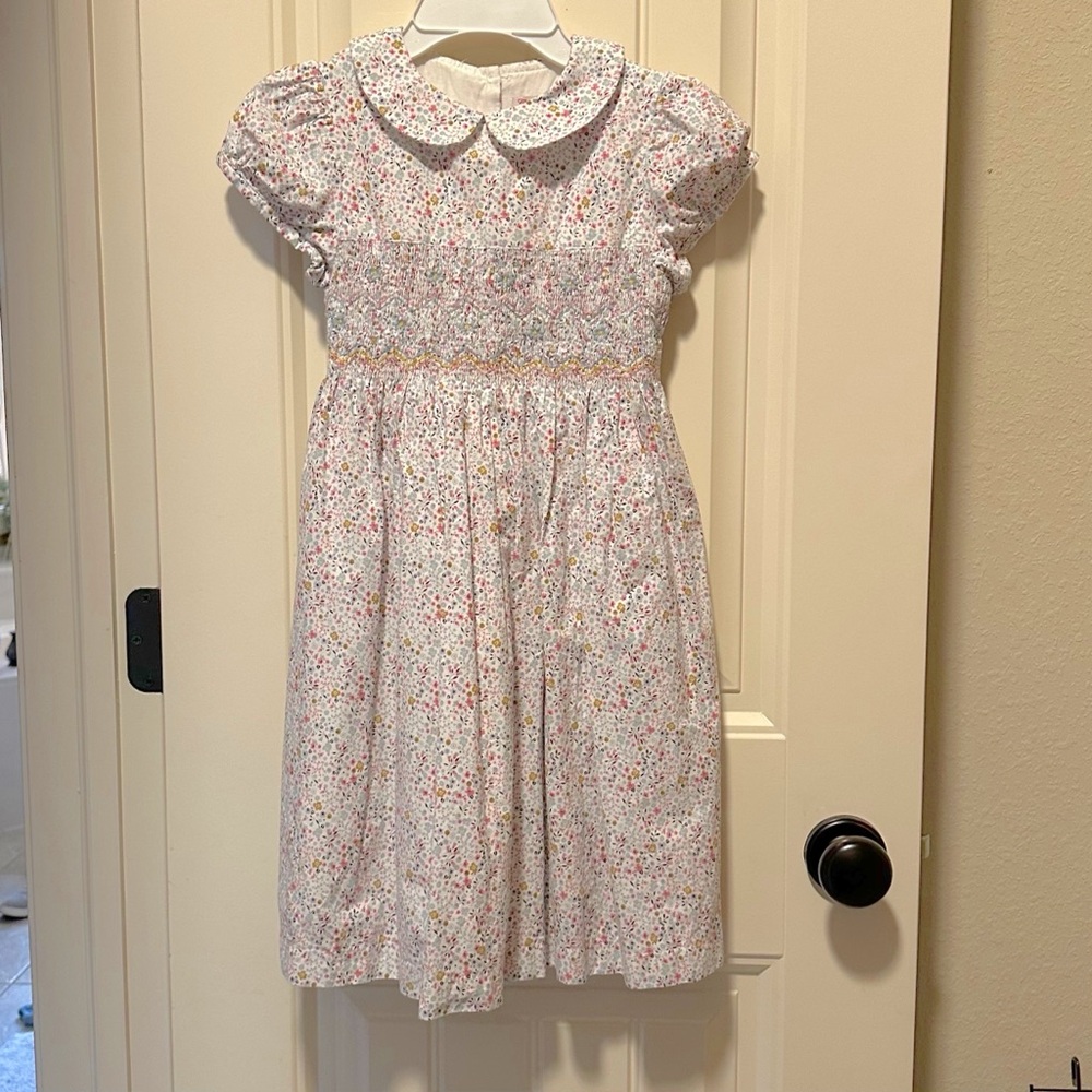 Floral Smocked Dress with Peter Pan Collar